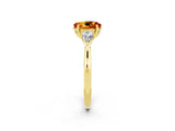 Yellow gold Three-Stone Oval Cut Citrine Ring with Pear  Side Stones in Four-Prong Setting_38