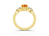 Yellow gold Three-Stone Oval Cut Citrine Ring with Pear  Side Stones in Four-Prong Setting_39