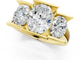 Yellow gold Three Stone Oval Cut Cut Channel Set Diamond Ring_4
