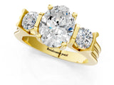Yellow gold Three-Stone Oval Cut Cut Classic Band Prong Setting Ring_4