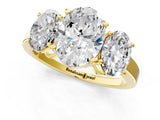 Yellow gold Three-Stone Oval Cut Cut Diamond Engagement Ring with Flat Band and Four-Prong Setting_21