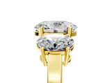 Yellow gold Three-Stone Oval Cut Cut Diamond Engagement Ring with Flat Band and Four-Prong Setting_25