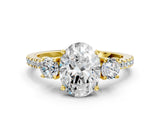Yellow gold Three-Stone Oval Cut Cut Diamond Pavé Band with Prong Setting_15