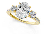 Yellow gold Three-Stone Oval Cut Cut Diamond Pavé Band with Prong Setting_16