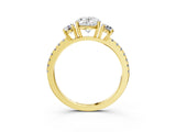 Yellow gold Three-Stone Oval Cut Cut Diamond Pavé Band with Prong Setting_18