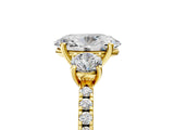 Yellow gold Three-Stone Oval Cut Cut Diamond Pavé Band with Prong Setting_20