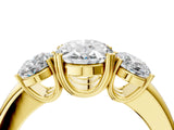 Yellow gold Three-Stone Oval Cut Cut Diamond Ring with Channel Set Band and Four-Prong Setting_15