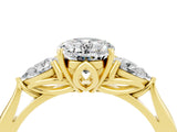 Yellow gold Three-Stone Oval Cut Cut Diamond Ring with Pear Side Stones in Four-Prong Setting_4