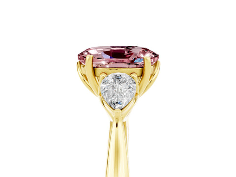 Yellow gold Three-Stone Oval Cut Cut Diamond Ring with Pear Side Stones in Four-Prong Setting_5