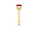 Yellow gold Three-Stone Oval Cut Cut Diamond Ring with Trillion Side Stones and Four-Prong Setting_2