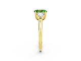 Yellow gold Three-Stone Oval Cut Cut Diamond Ring with Trillion Side Stones and Four-Prong Setting_2