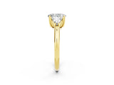 Yellow gold Three-Stone Oval Cut Cut Diamond Ring with Trillion Side Stones and Four-Prong Setting_2