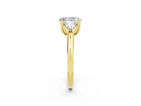 Yellow gold Three-Stone Oval Cut Cut Diamond Ring with Trillion Side Stones and Four-Prong Setting_2