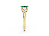 Yellow gold Three-Stone Oval Cut Cut Diamond Ring with Trillion Side Stones and Four-Prong Setting_2