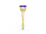 Yellow gold Three-Stone Oval Cut Cut Diamond Ring with Trillion Side Stones and Four-Prong Setting_2