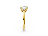Yellow gold Three-Stone Oval Cut Cut Diamond Ring with Trillion Side Stones and Four-Prong Setting_5