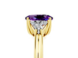 Yellow gold Three-Stone Oval Cut Cut Diamond Ring with Trillion Side Stones and Four-Prong Setting_5