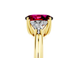 Yellow gold Three-Stone Oval Cut Cut Diamond Ring with Trillion Side Stones and Four-Prong Setting_5
