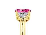 Yellow gold Three-Stone Oval Cut Cut Diamond Ring with Trillion Side Stones and Four-Prong Setting_5