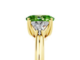 Yellow gold Three-Stone Oval Cut Cut Diamond Ring with Trillion Side Stones and Four-Prong Setting_5