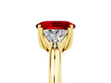Yellow gold Three-Stone Oval Cut Cut Diamond Ring with Trillion Side Stones and Four-Prong Setting_5