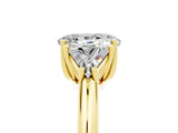 Yellow gold Three-Stone Oval Cut Cut Diamond Ring with Trillion Side Stones and Four-Prong Setting_5