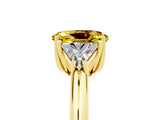 Yellow gold Three-Stone Oval Cut Cut Diamond Ring with Trillion Side Stones and Four-Prong Setting_5