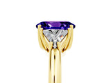 Yellow gold Three-Stone Oval Cut Cut Diamond Ring with Trillion Side Stones and Four-Prong Setting_5