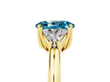 Yellow gold Three-Stone Oval Cut Cut Diamond Ring with Trillion Side Stones and Four-Prong Setting_5