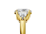 Yellow gold Three-Stone Oval Cut Cut Diamond Ring with Trillion Side Stones and Four-Prong Setting_8