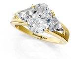 Yellow gold Three-Stone Oval Cut Cut Diamond Ring with Trillion Side Stones on a Split Shank Band_10
