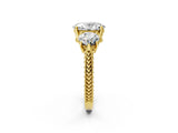 Yellow gold Three-Stone Oval Cut Cut Milgrain Band Prong Setting Ring_15