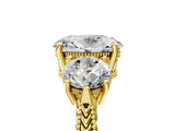 Yellow gold Three-Stone Oval Cut Cut Milgrain Band Prong Setting Ring_18
