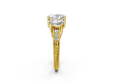 Yellow gold Three-Stone Oval Cut Cut Milgrain Pavé Engagement Ring_5