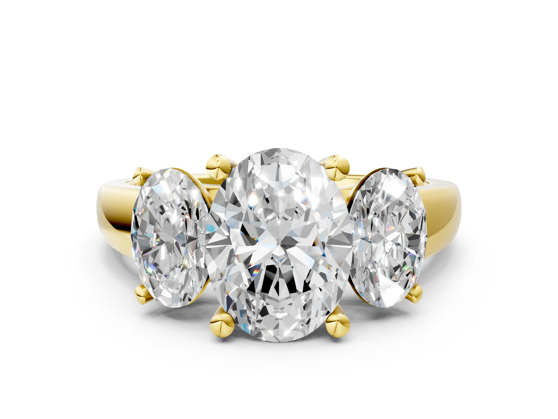 Yellow gold Three-Stone Oval Cut Cut Solitaire Ring with Classic Prong Setting_3