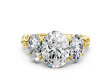 Yellow gold Three-Stone Oval Cut Diamond Braided Band Ring with Four-Prong Setting_37