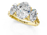 Yellow gold Three-Stone Oval Cut Diamond Braided Band Ring with Four-Prong Setting_38