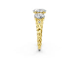 Yellow gold Three-Stone Oval Cut Diamond Braided Band Ring with Four-Prong Setting_39