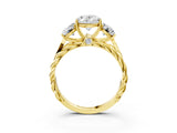 Yellow gold Three-Stone Oval Cut Diamond Braided Band Ring with Four-Prong Setting_40