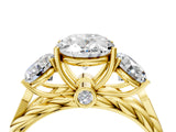 Yellow gold Three-Stone Oval Cut Diamond Braided Band Ring with Four-Prong Setting_41