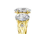 Yellow gold Three-Stone Oval Cut Diamond Braided Band Ring with Four-Prong Setting_42