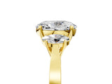 Yellow gold Three-Stone Oval Cut Diamond Cathedral Engagement Ring with Prong Setting_11
