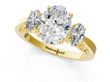 Yellow gold Three-Stone Oval Cut Diamond Cathedral Engagement Ring with Prong Setting_7