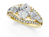 Yellow gold Three-Stone Oval Cut Diamond Engagement Ring with Pave Band and Prong Setting_3