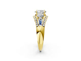 Yellow gold Three-Stone Oval Cut Diamond Engagement Ring with Pave Band and Prong Setting_4
