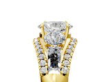 Yellow gold Three-Stone Oval Cut Diamond Engagement Ring with Pave Band and Prong Setting_7