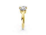 Yellow gold Three-Stone Oval Cut Diamond Engagement Ring with Prong Setting on a White Gold Band_32