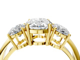 Yellow gold Three-Stone Oval Cut Diamond Engagement Ring with Prong Setting on a White Gold Band_34