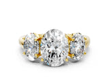 Yellow gold Three-Stone Oval Cut Diamond Engagement Ring with Prong Setting_3