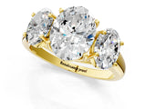 Yellow gold Three-Stone Oval Cut Diamond Engagement Ring with Prong Setting_4